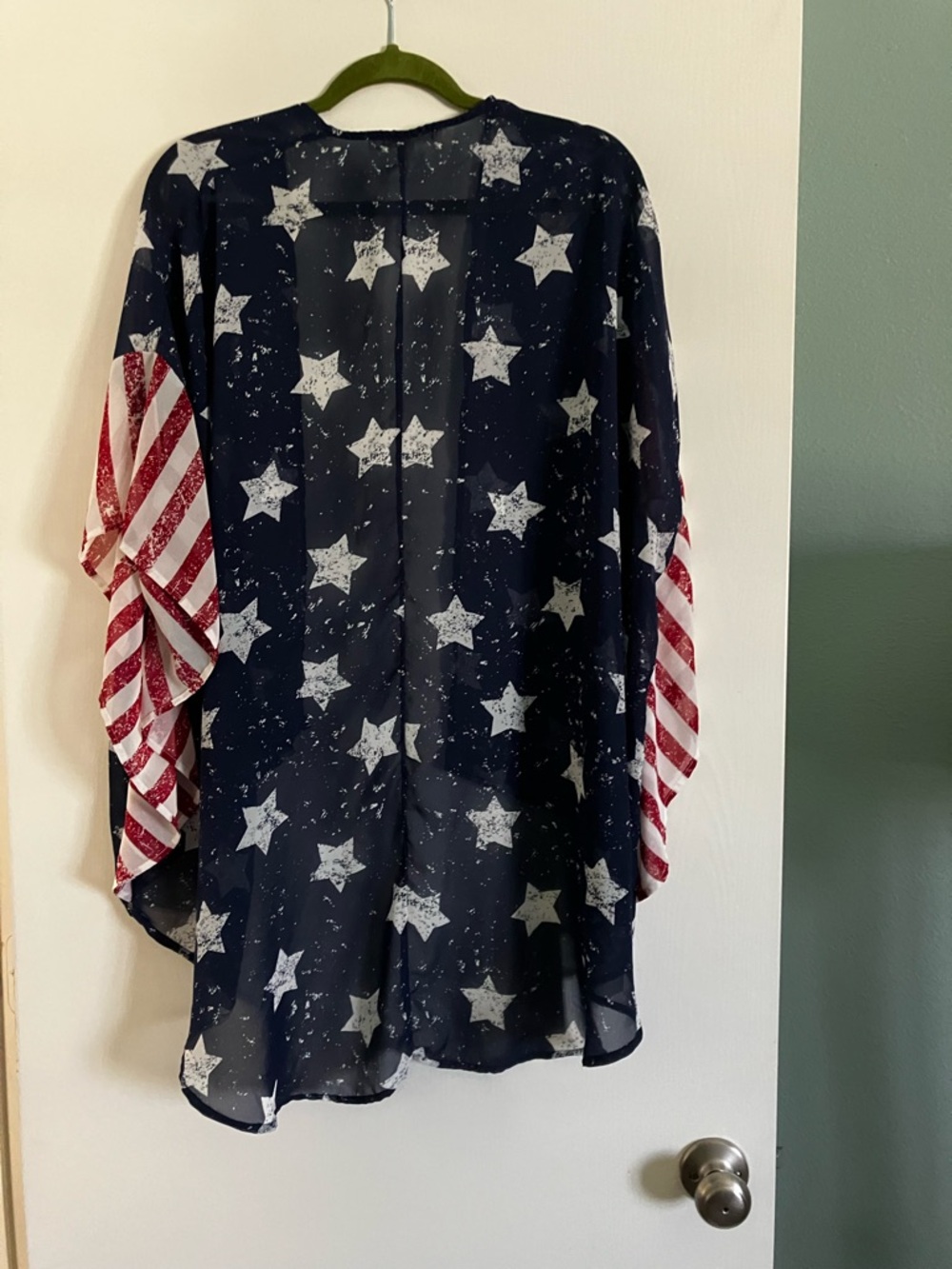 Wallflower Sheer American Flag Kimono Stars & Stripes Patriotic Size M - Picture 2 of 8